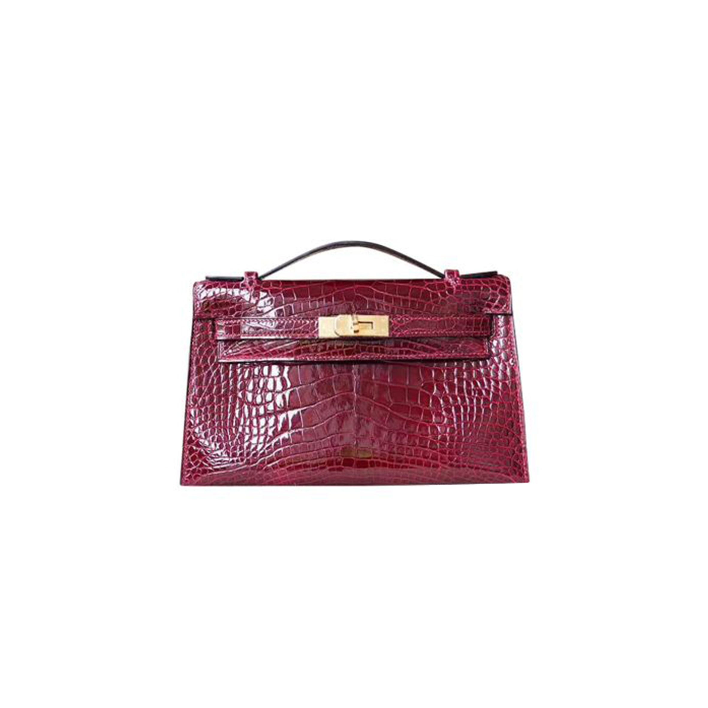 H**mes master mini kelly bag bourgogne shiny alligator (22*14*7cm)